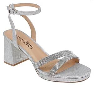 Badgley Mischka Silver Glitter Heels